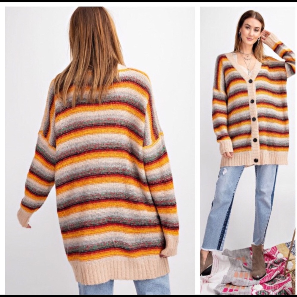 Easel Colorful Buttondown Cardigan - Picture 3 of 13